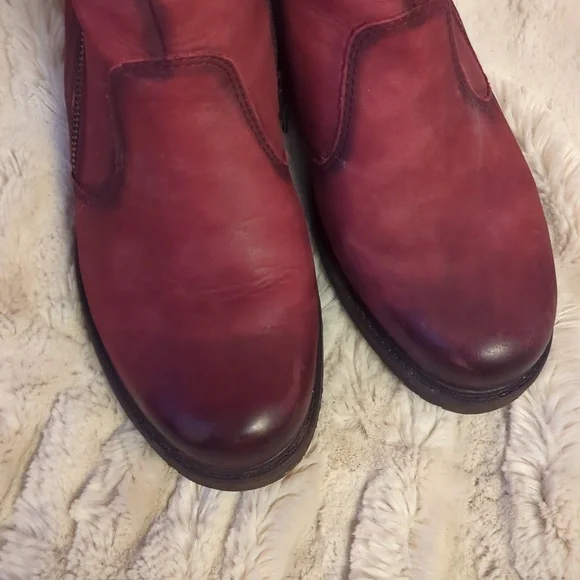Earth Womens Jordan Wine leather zip boots size 7.5 wide - Picture 4 of 7